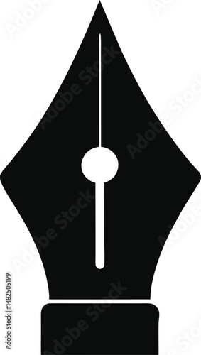 Black silhouette of a fountain pen nib high contrast vector design