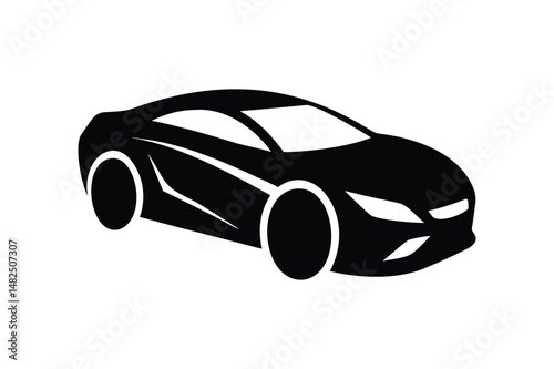 Black Sports Car Silhouette Vector – Modern Racing Vehicle Clipart Design