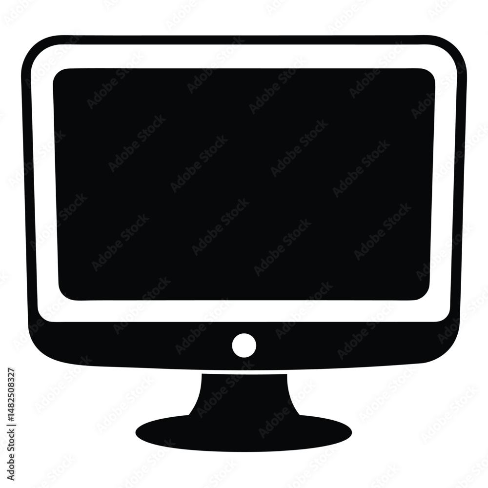 Sleek black and white illustration of a computer monitor isolated on white background Sleek black and white illustration of a computer monitor isolated on white background