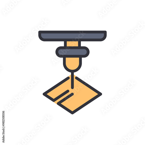 Stylized Illustration Of A Cnc Machine Working On A Flat Surface