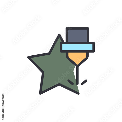 Star With Engraving Machine Creative Technological Process Icon