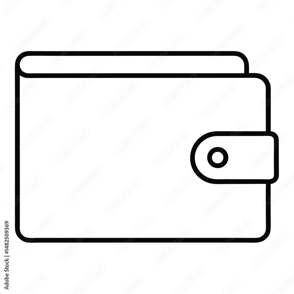 Fototapeta premium Simple outline illustration of a modern wallet on a transparent background for design projects