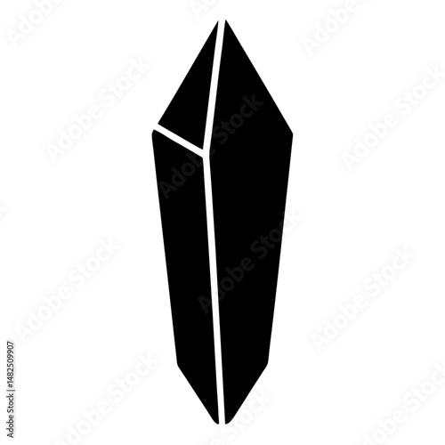 Black and white illustration of a stylized crystal formation in silhouette
