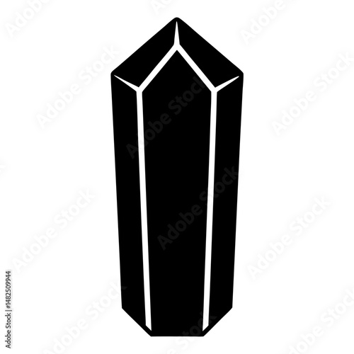 Monochrome Illustration of a Stylized Crystal Formation on a White Background