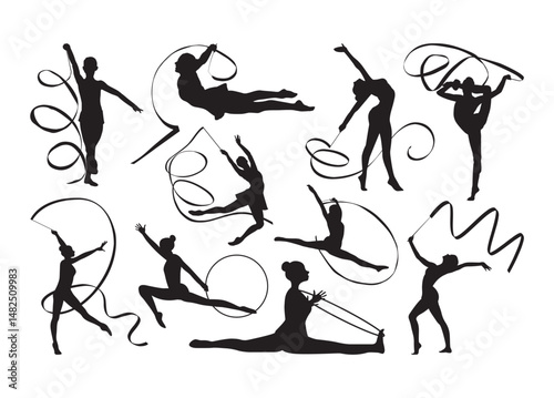 Rhythmic Gymnastics vector, Rhythmic Gymnastics clipart, Rhythmic Gymnastics silhouette