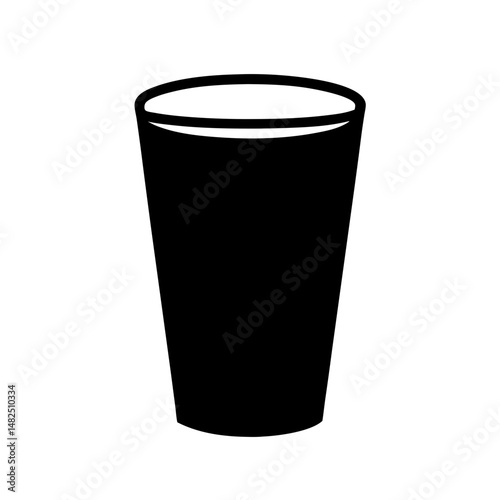 Simple Black Silhouette of a Drinking Glass with Smooth Tapering Sides