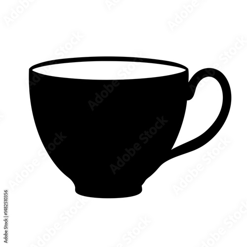 Simple Black Silhouette of a Teacup or Coffee Cup Illustration on White
