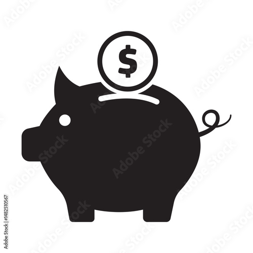 Piggy bank flat vector illustration