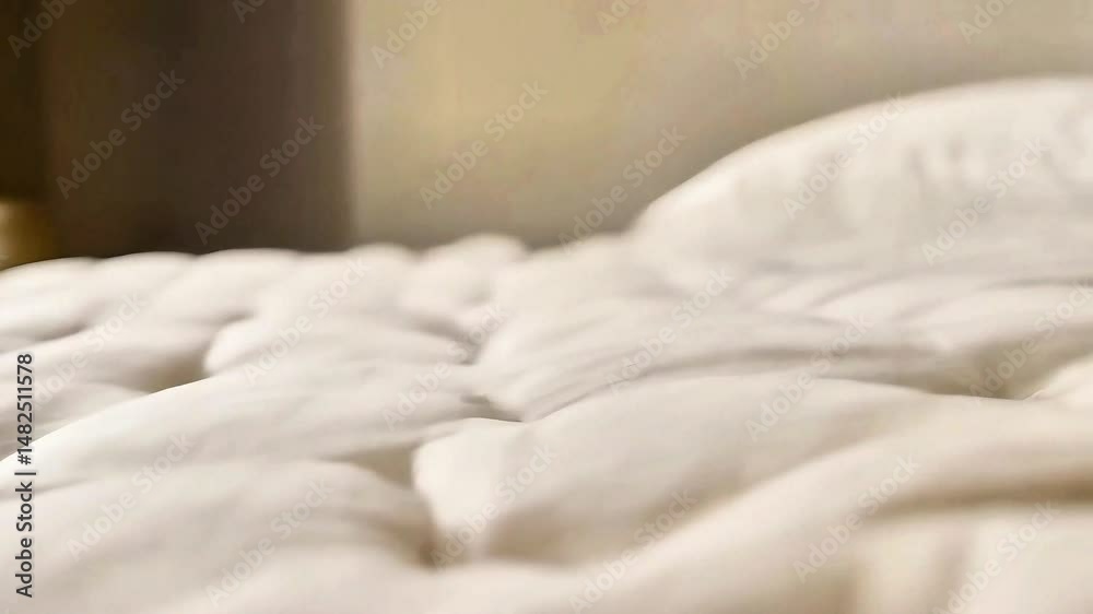 Close-up Macro Bouclé Fabric Bed Texture Warm Lighting Loop UHD