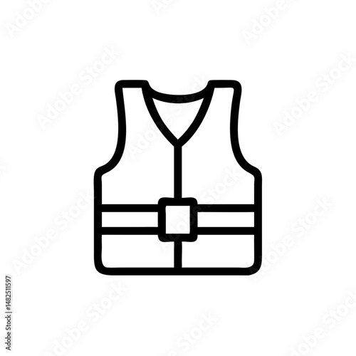 Safety vest outline illustration in simple black line design  