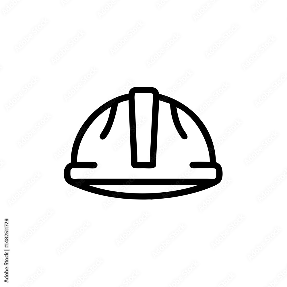 Fototapeta premium construction helmet icon, Hard hat illustration in minimalist style with black lines 