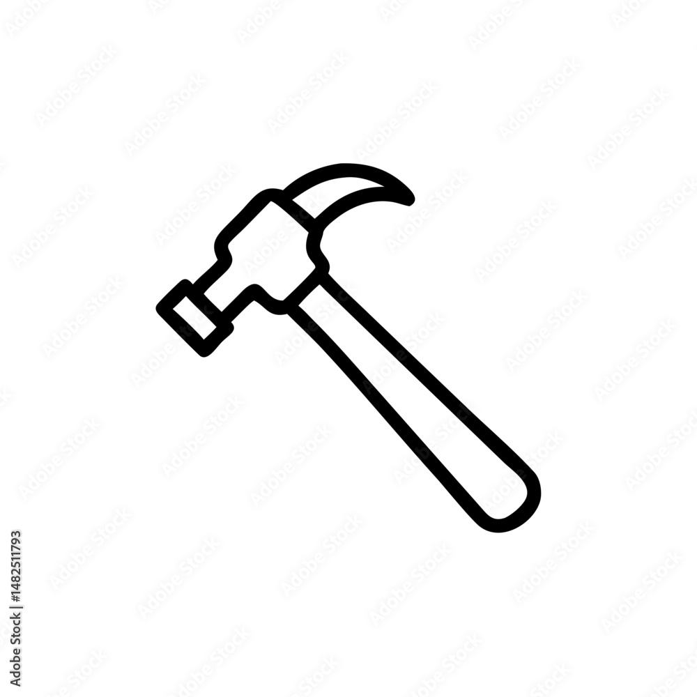 Simple outline illustration of a hammer in flat design Simple outline illustration of a hammer in flat design