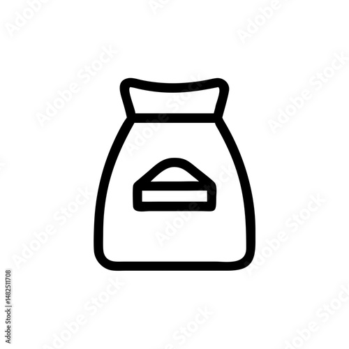 Cement bag icon drawn in minimalistic style with black outline  