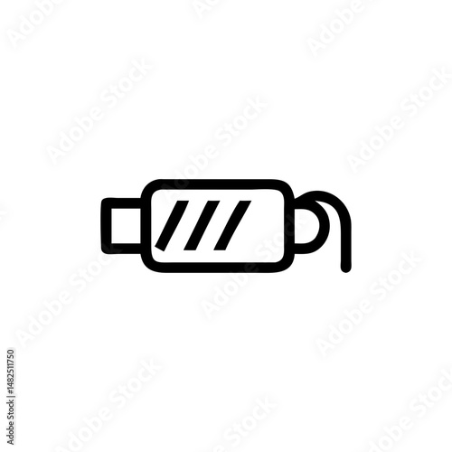 electrical cable roll icon, Exhaust muffler icon in minimalist design with simple line art  
