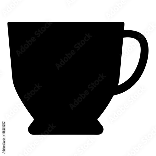 Simple black silhouette of a teacup or coffee cup with handle