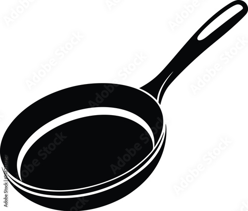 Frying pan silhouette, frying pan isolated on white