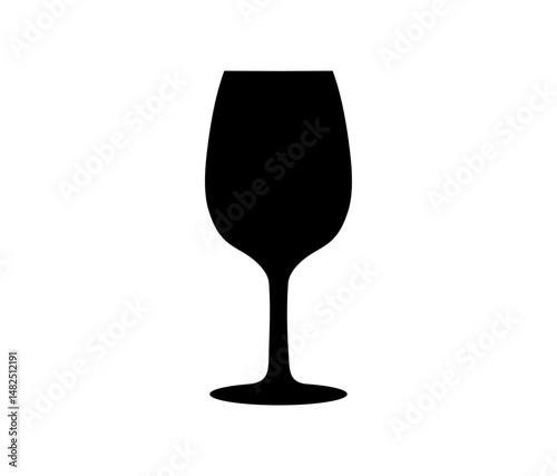 Wine glass icon. Black logotype silhouette. Art design single template visual. Symbol of beverage, eatery, party, menu, bar, restaurant vector design and illustration.

