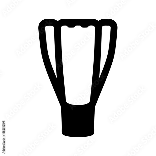 A minimalistic black silhouette drawing of an underwater propulsion device fin