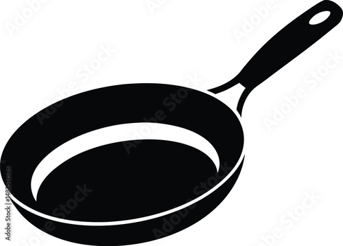 Frying pan silhouette, frying pan isolated on white