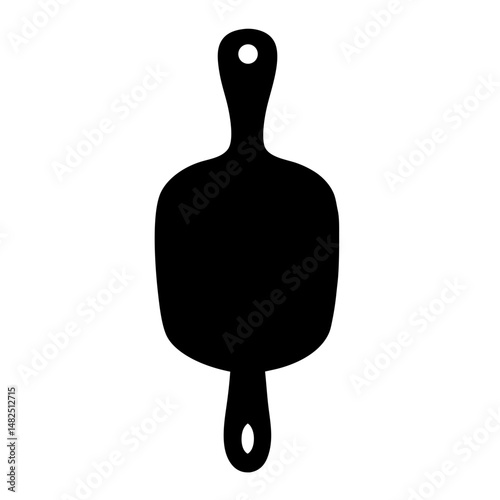 Isolated black silhouette of a kitchen cutting board against a white background