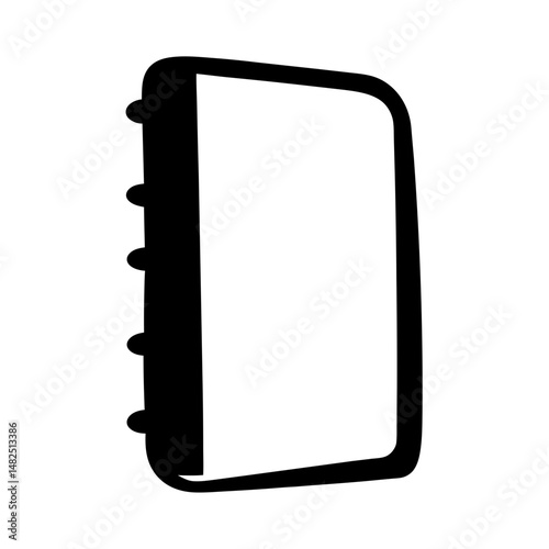 Minimalist black and white illustration of a wire bound notebook or journal