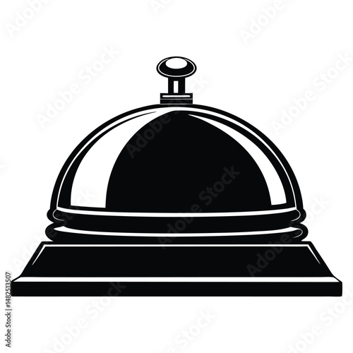 Classic hotel bell illustration in black and white depicting service and hospitality