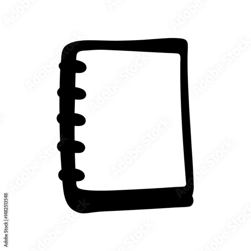 Simple Black and White Ring Bound Notebook Illustration on White Background