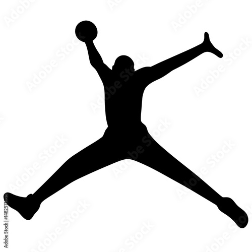 Silhouette of a Basketball Player Jumping with Ball in Air Iconic Logo