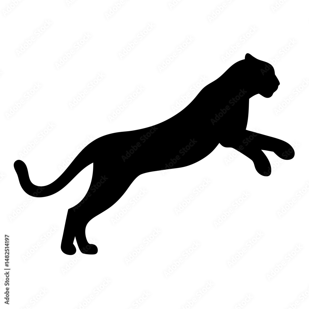 Fototapeta premium Silhouette of a leaping panther, a symbol of power, strength, and agility