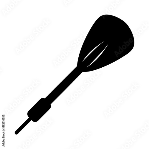 Black silhouette of a stand up paddleboard paddle on white background