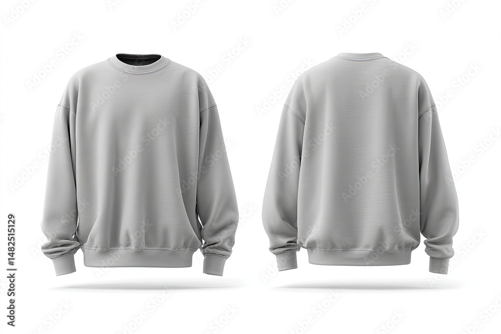 Blank light gray sweatshirt mock-up. Front and back views Blank light gray sweatshirt mock-up. Front and back views