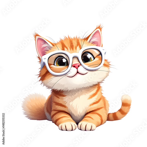 a cute cat wearing a  mini glass