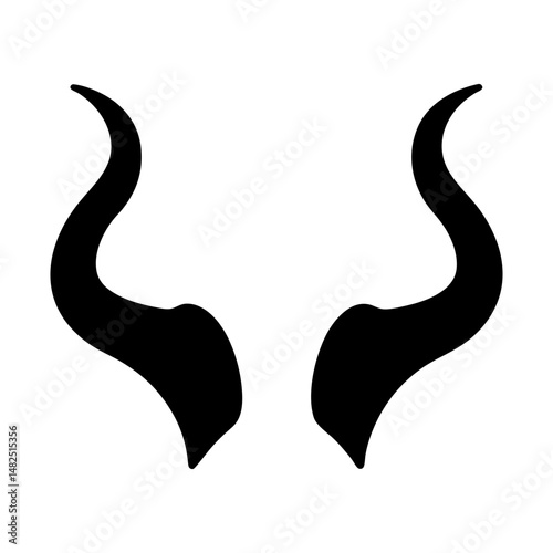Silhouette of devil horns in black on a white background illustration