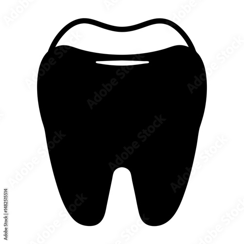 Anatomical Tooth Silhouette Representing Dental Health and Oral Hygiene in Black