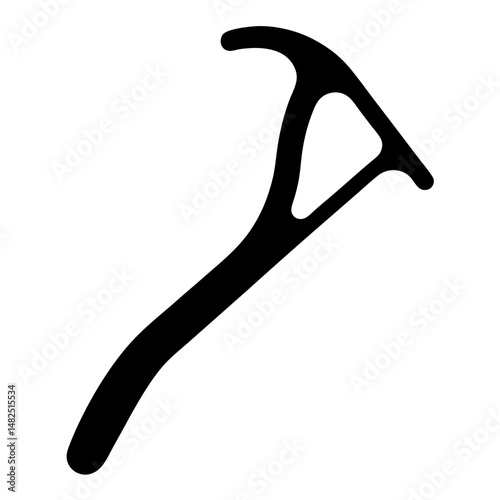 Abstract black and white image of a stylized dental floss pick