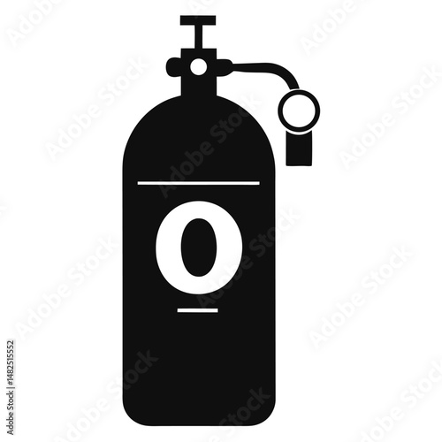 Silhouetted oxygen tank depicting medical equipment for breathing support and rescue.