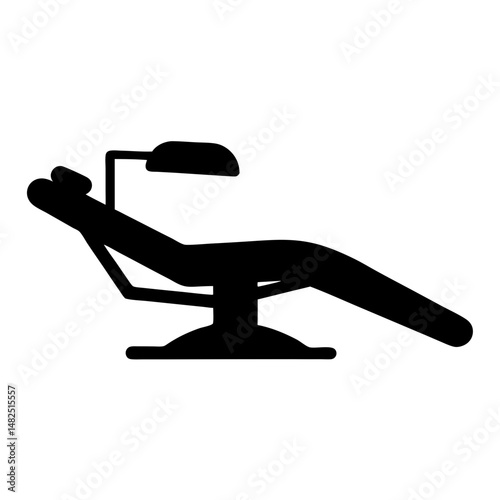 Black silhouette of a dental chair with lamp and headrest isolated