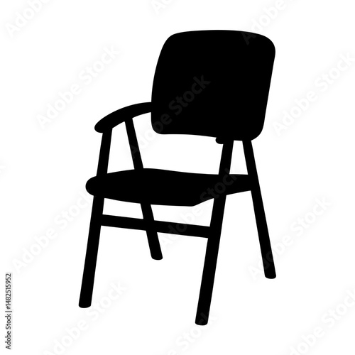 Silhouette of a comfortable arm chair against a white background