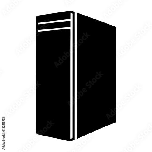 Simple Black Book Icon with Two White Stripes on a White Background