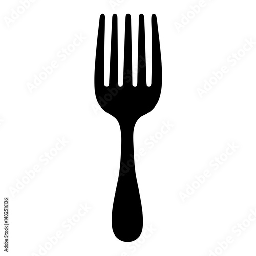 Black silhouette of a fork on white background for dining purposes