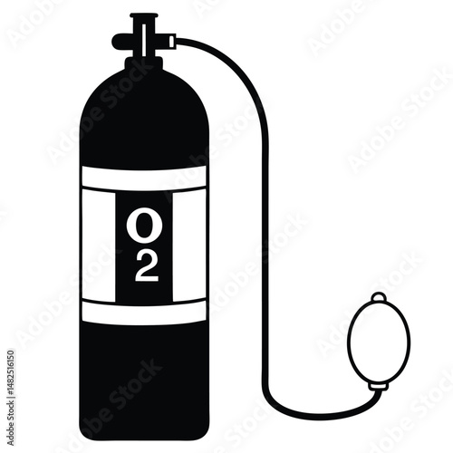 Oxygen tank silhouette vector graphic on white background illustration