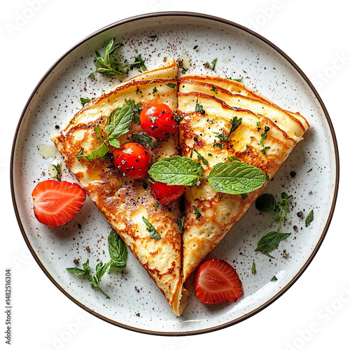 Crepe pancake plate food. desktop wallpaper isolated on a white background