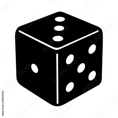 A Simple Illustration of a Black Dice with White Dots Representing Numbers
