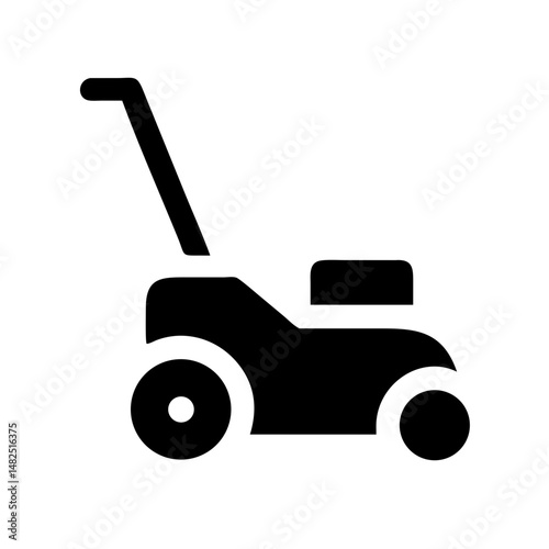 Lawnmower icon, black silhouette, for gardening apps