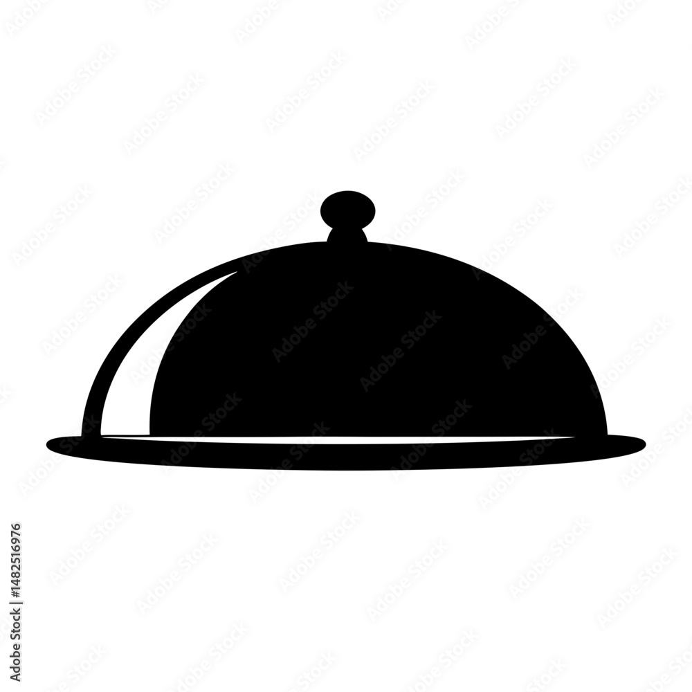 Elegant black and white silhouette of a covered serving dish platter Elegant black and white silhouette of a covered serving dish platter
