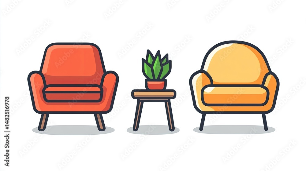 Fototapeta premium Lounge icon vector isolated, outline and filled versions