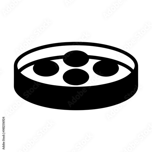 Black and white drawing of petri dish with four circles inside
