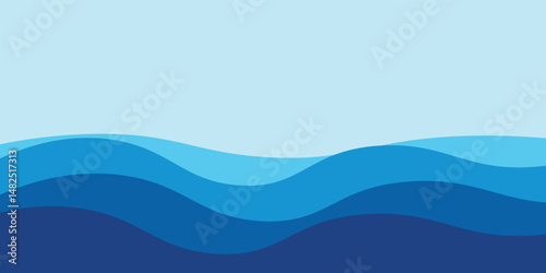 Abstract liquid wave, water wave on blue background. Flat vector illustration eps10