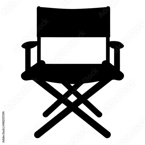 Monochromatic Director's Chair Silhouette, Symbolizing Film Production and Theatrical Arts