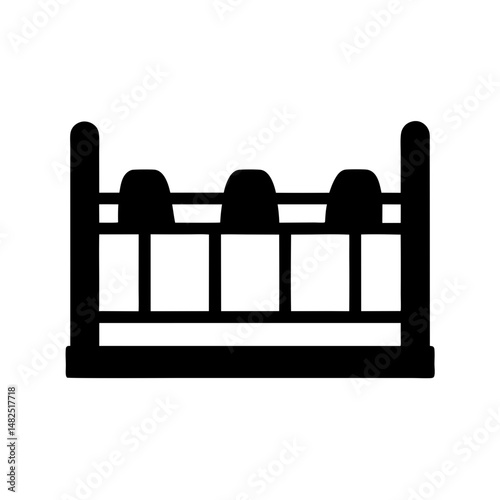 Silhouette of theater seats illustrates auditorium seating arrangement in black and white